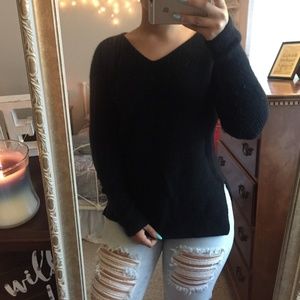 Black Angora ribbed sweater